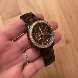 Fossil tortoise & gold watch